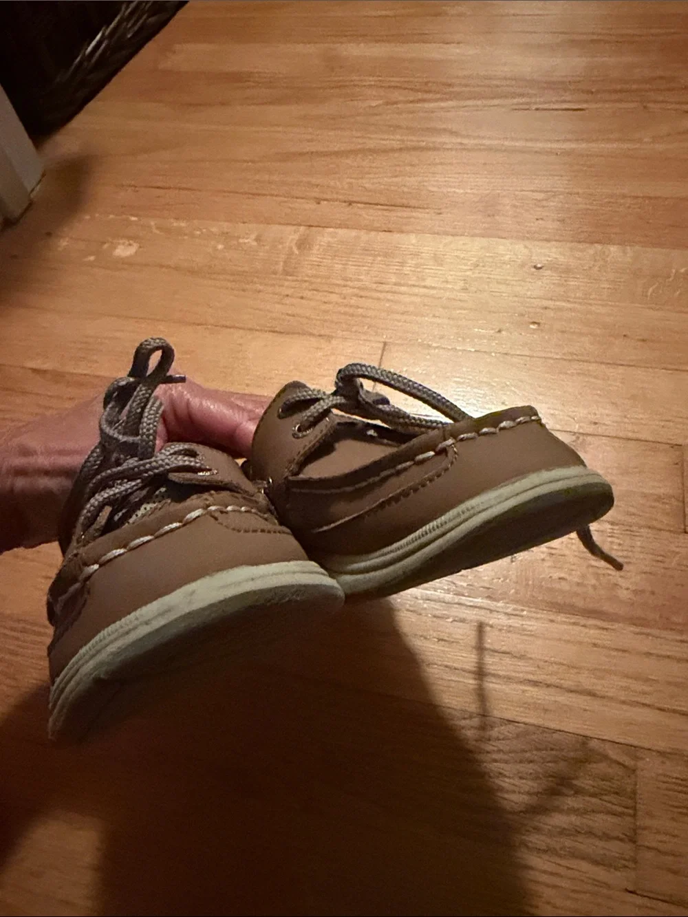 Sperry Boys Tan Boat Shoes with Navy Lining
